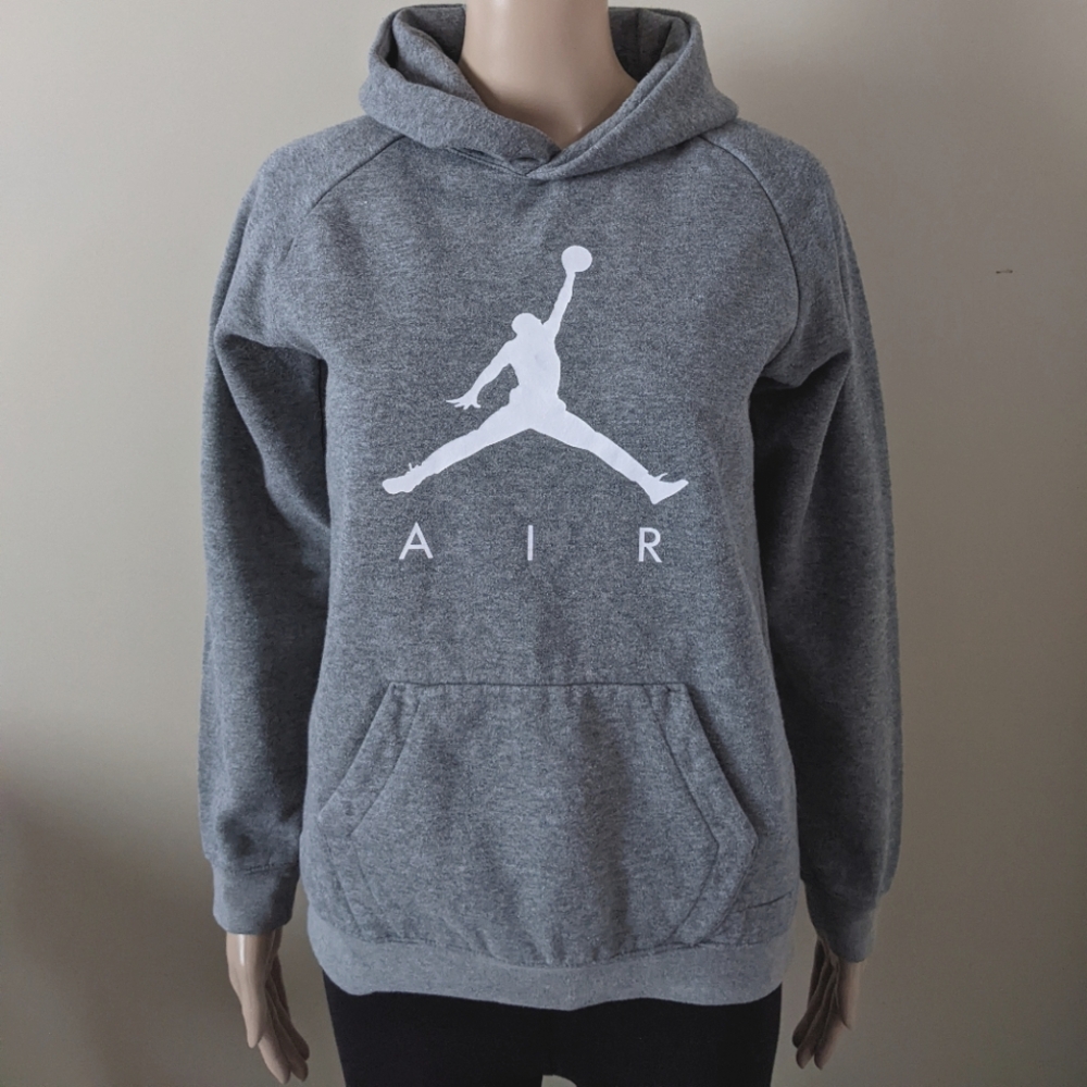 Air Jordan grey hoodie, size large (12-13 yrs)